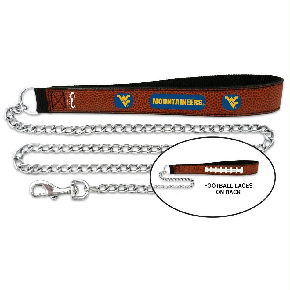 West Virginia Mountaineers Football Leather & Chain Leash - staygoldendoodle.com