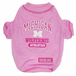 Michigan Wolverines Pink Dog Tee Shirt - staygoldendoodle.com