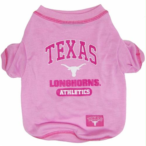Texas Longhorns Pink Dog Tee Shirt - staygoldendoodle.com