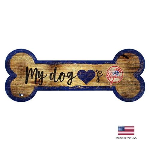 New York Yankees Distressed Dog Bone Wooden Sign