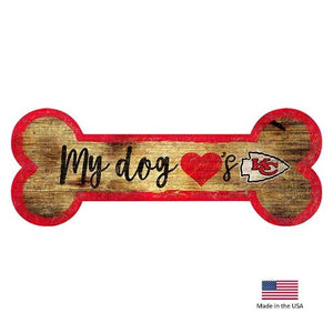 Kansas City Chiefs Distressed Dog Bone Wooden Sign