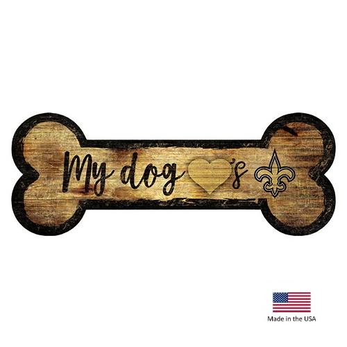 New Orleans Saints Distressed Dog Bone Wooden Sign