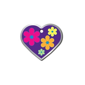 Flower Power Heart ID Tag